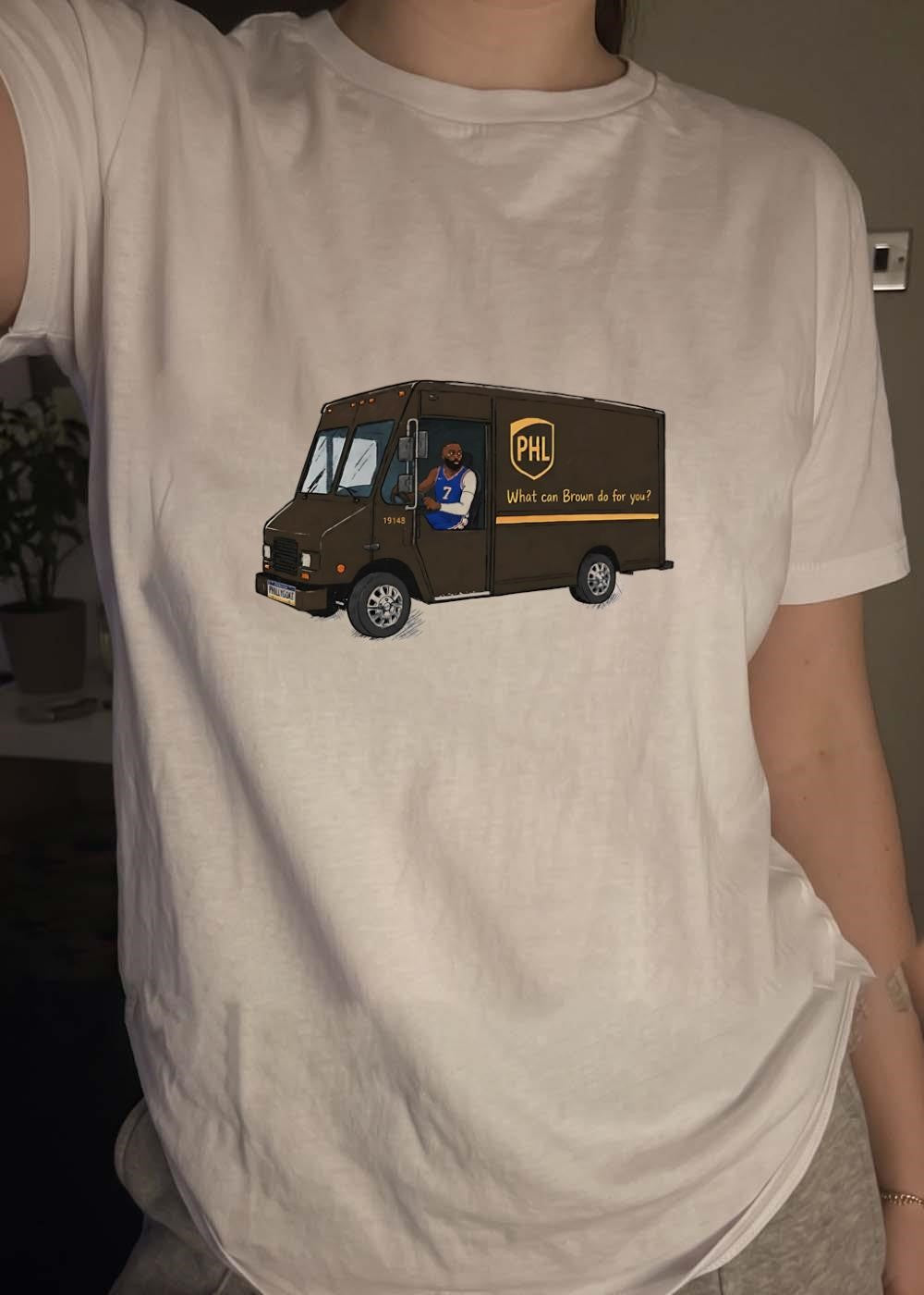 James Harden Driving PHL UPS Truck What Can Brown Do - Adult & Kids T-Shirts, Sweatshirts & Hoodies apparel design preview 4