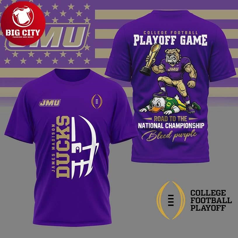 James Madison Dukes 2025 NCAA College Football Playoff Game Two Sided Shirt Unisex T-shirt, Sweatshirt, Hoodie, Long Sleeve Tee - T-Shirt, Sweatshirt, Hoodie