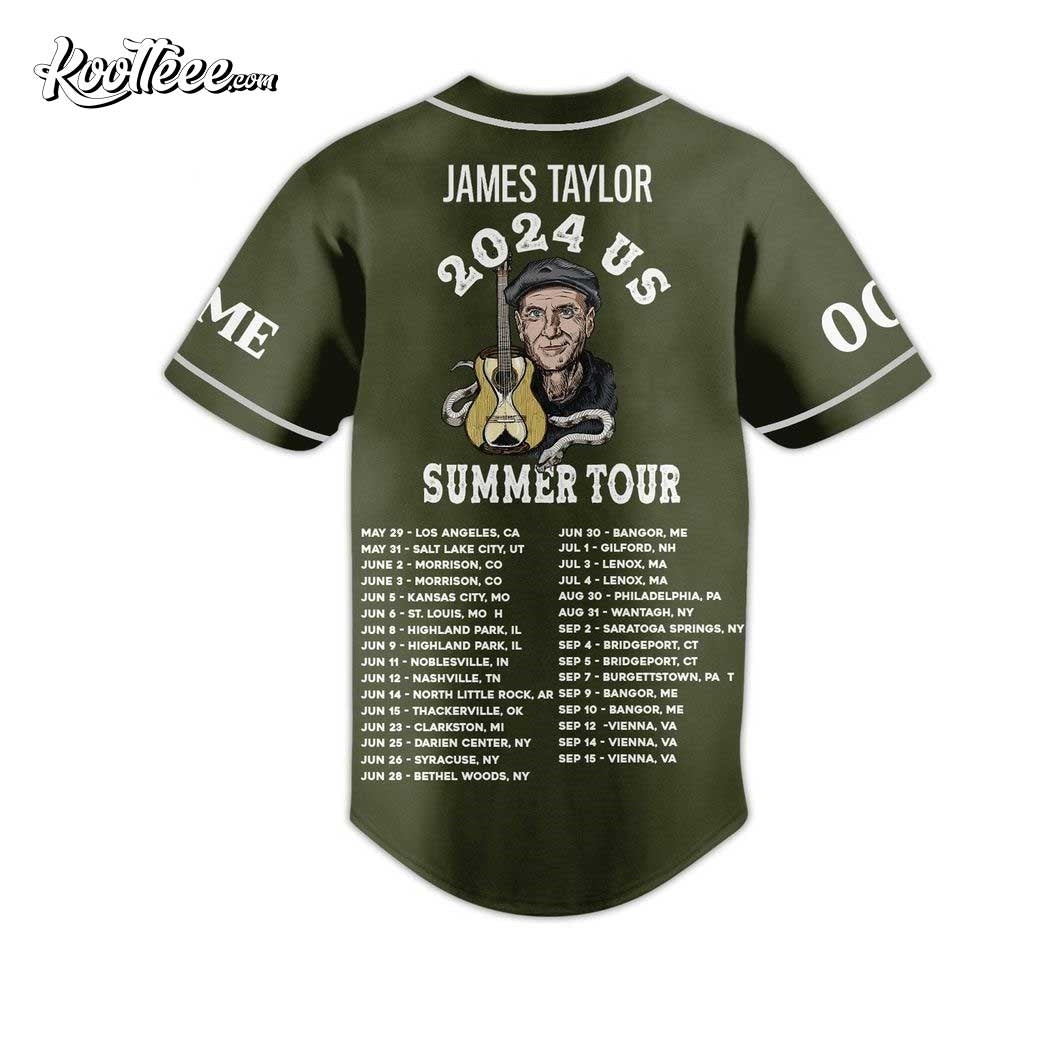 James Taylor 2024 US Summer Tour Custom Baseball Jersey baseball jersey product view 3