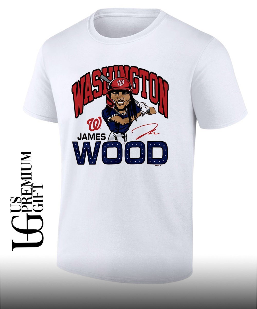 James Wood Washington Nationals baseball caricature signature shirt Unisex T-shirt, Sweatshirt, Hoodie, Long Sleeve Tee - T-Shirt, Sweatshirt, Hoodie