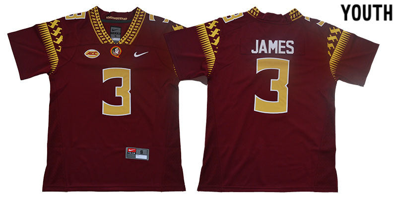 James 3 Youth Red College Football Jersey football jersey product view 1