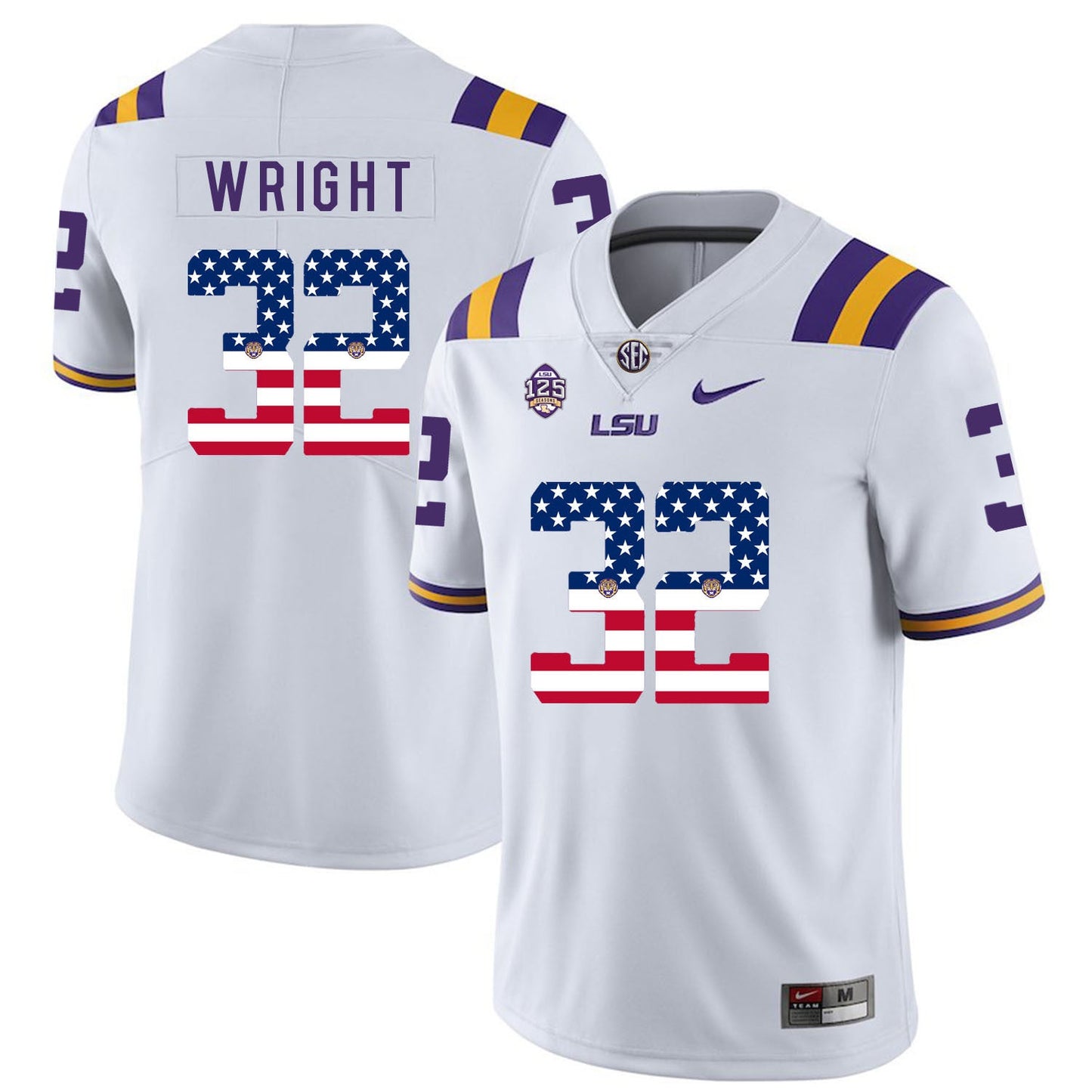 James Wright 32 White College Football Jersey football jersey product view 1