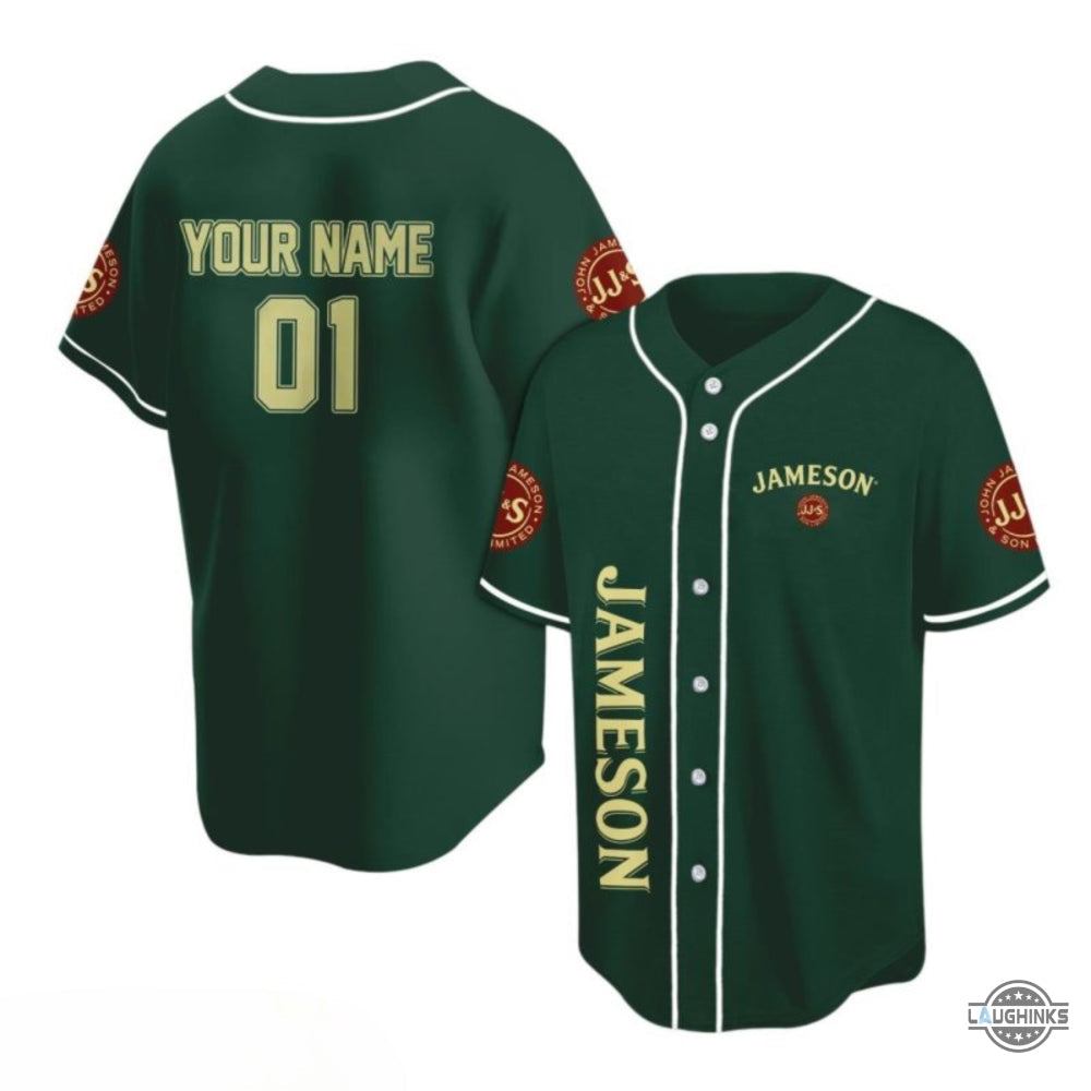 Jameson Baseball Jersey Personalized Green Jameson Whiskey Baseball Jersey Shirt Summer Beach Gift Custom Name Alcoholic Beverage Baseball Uniform NEW baseball jersey product view 1