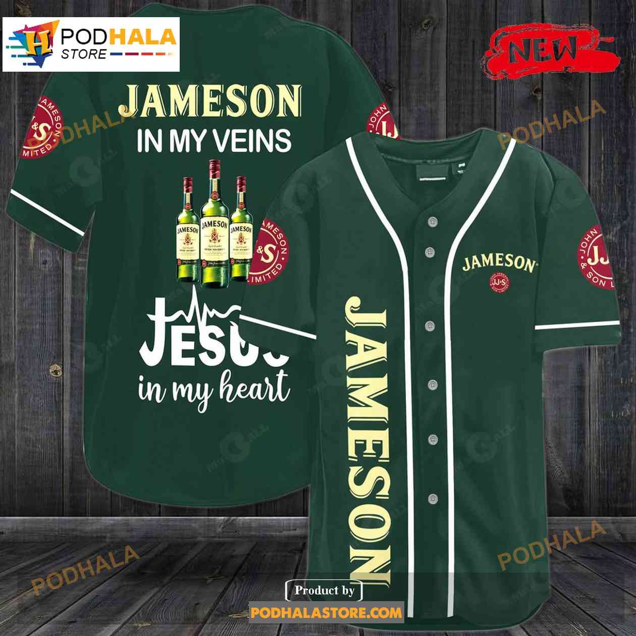 Jameson In My Veins Jesus In My Heart Baseball Jersey baseball jersey product view 1