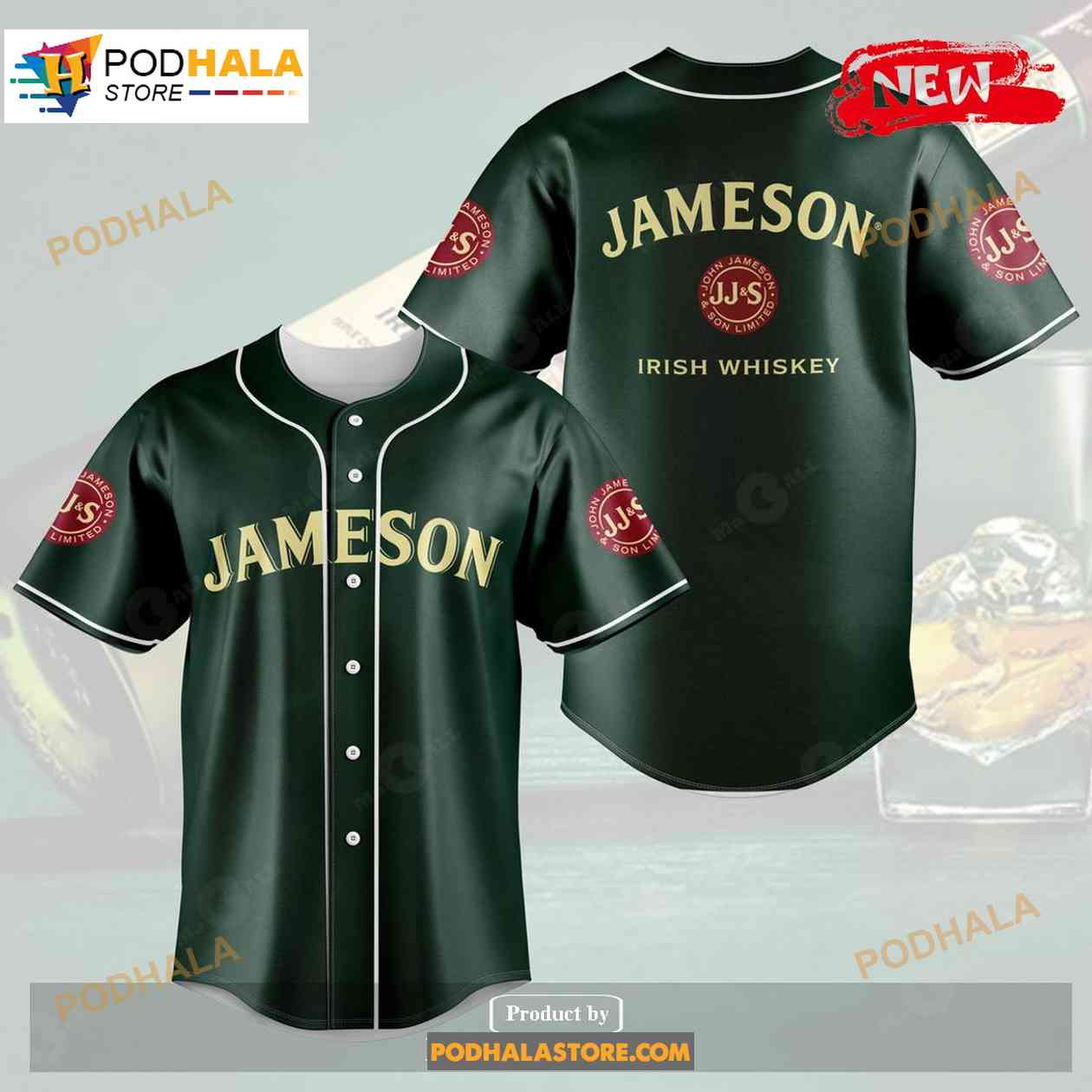 Jameson Irish Whisky Baseball Jersey baseball jersey product view 1