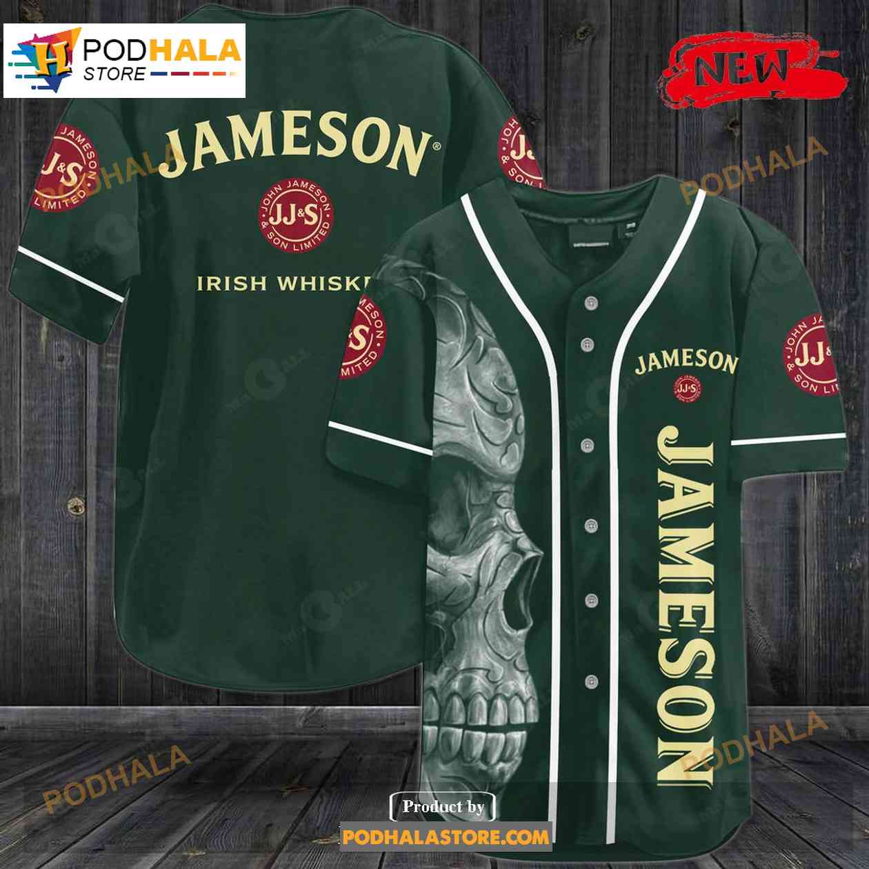 Jameson Skull Baseball Jersey baseball jersey product view 1