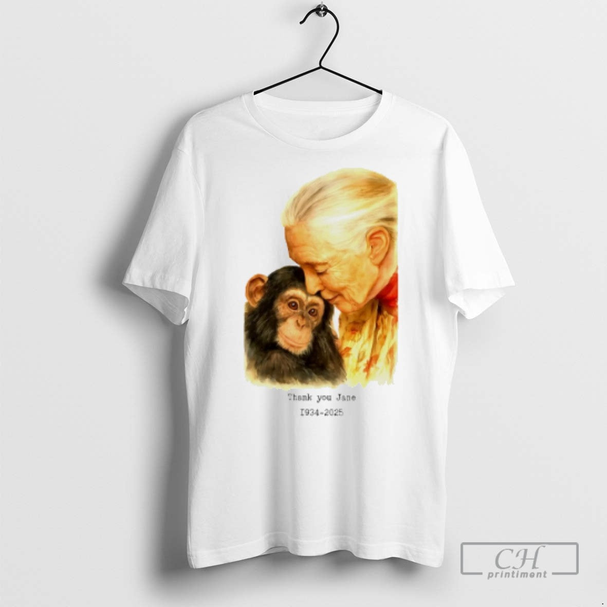 Jane Goodall Thank You Jane Rip T Shirts Unisex T-shirt, Sweatshirt, Hoodie, Long Sleeve Tee - T-Shirt, Sweatshirt, Hoodie