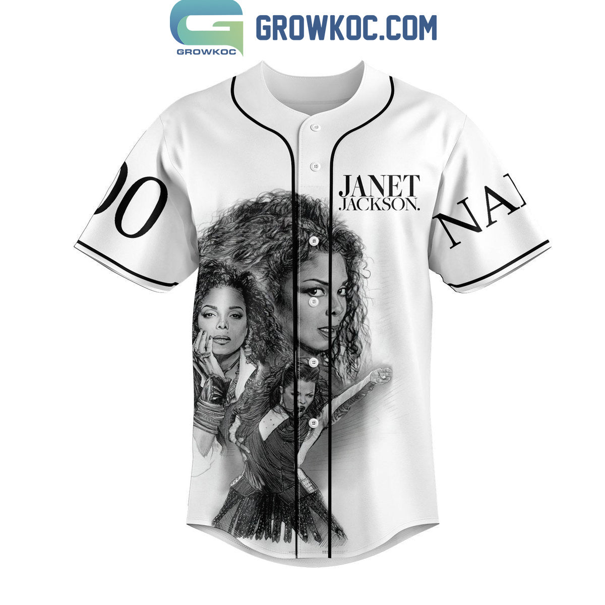 Janet Jackson Together Again Personalized Baseball Jersey White Version baseball jersey product view 2