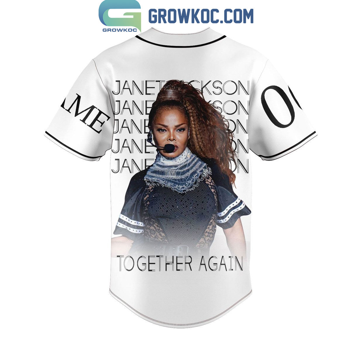 Janet Jackson Together Again Personalized Baseball Jersey White Version baseball jersey product view 3