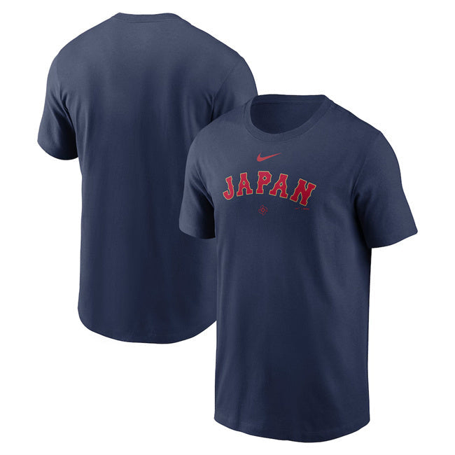 Japan Baseball Navy 2026 World Baseball Classic Wordmark T-Shirt Soccer Jersey baseball jersey product view 1
