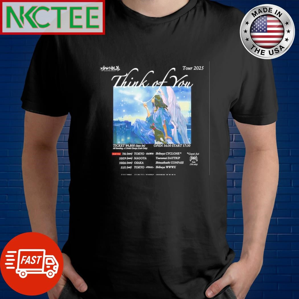 Japanese blackgaze band Asunojoke Think of You tour in 2025 shirt Unisex T-shirt, Sweatshirt, Hoodie, Long Sleeve Tee - T-Shirt, Sweatshirt, Hoodie