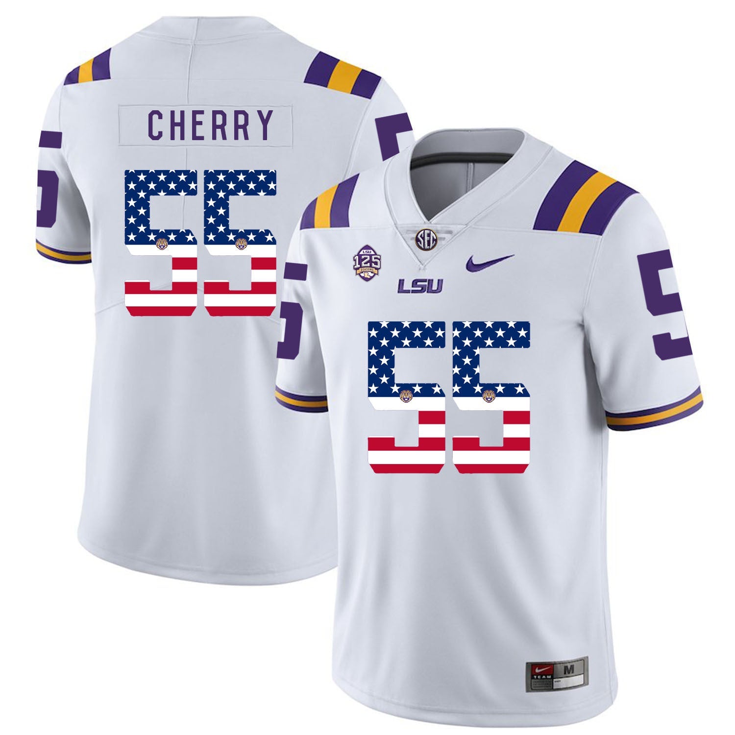 Jarell Cherry 55 White College Football Jersey football jersey product view 1