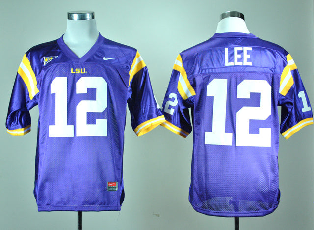 Jarrett Lee 12 Purple College Football Jersey football jersey product view 1