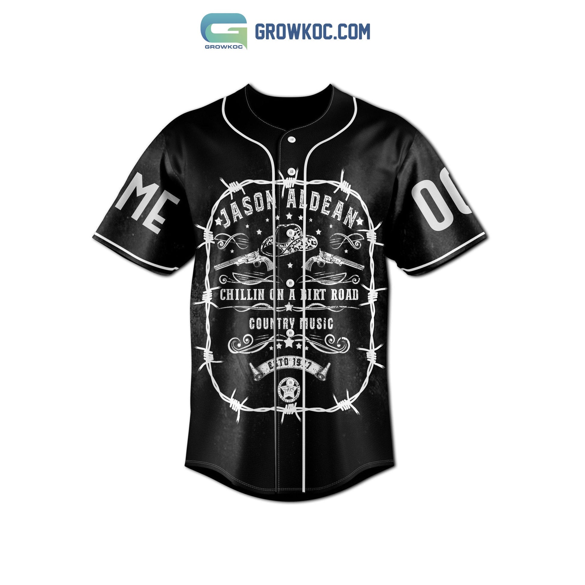 Jason Aldean Rock N’ Roll Cowboy Country Music Personalized Baseball Jersey baseball jersey product view 2