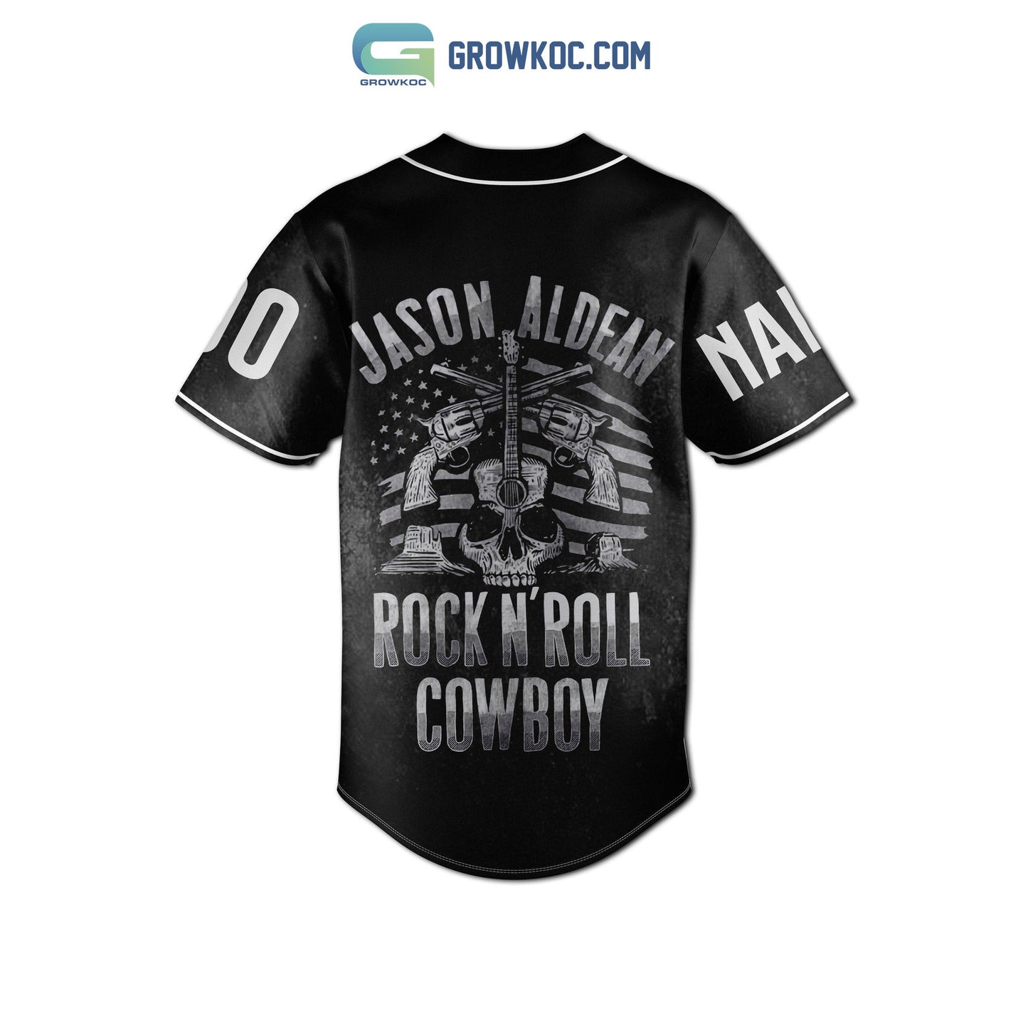 Jason Aldean Rock N’ Roll Cowboy Country Music Personalized Baseball Jersey baseball jersey product view 3