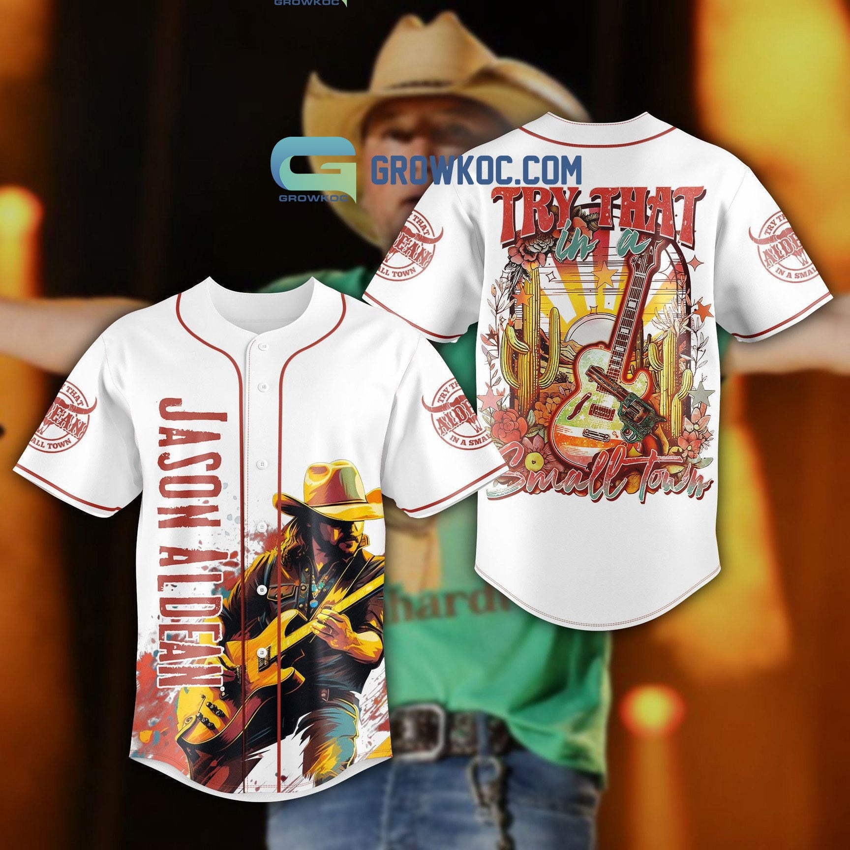 Jason Aldean Try That In A Small Town Art Baseball Jersey baseball jersey product view 1