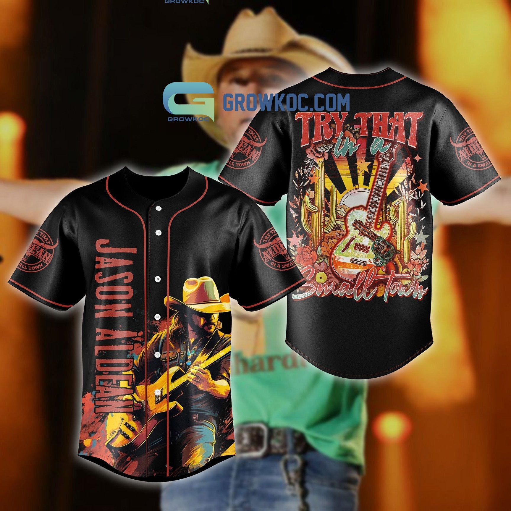 Jason Aldean Try That In A Small Town Black Design Art Baseball Jersey baseball jersey product view 1