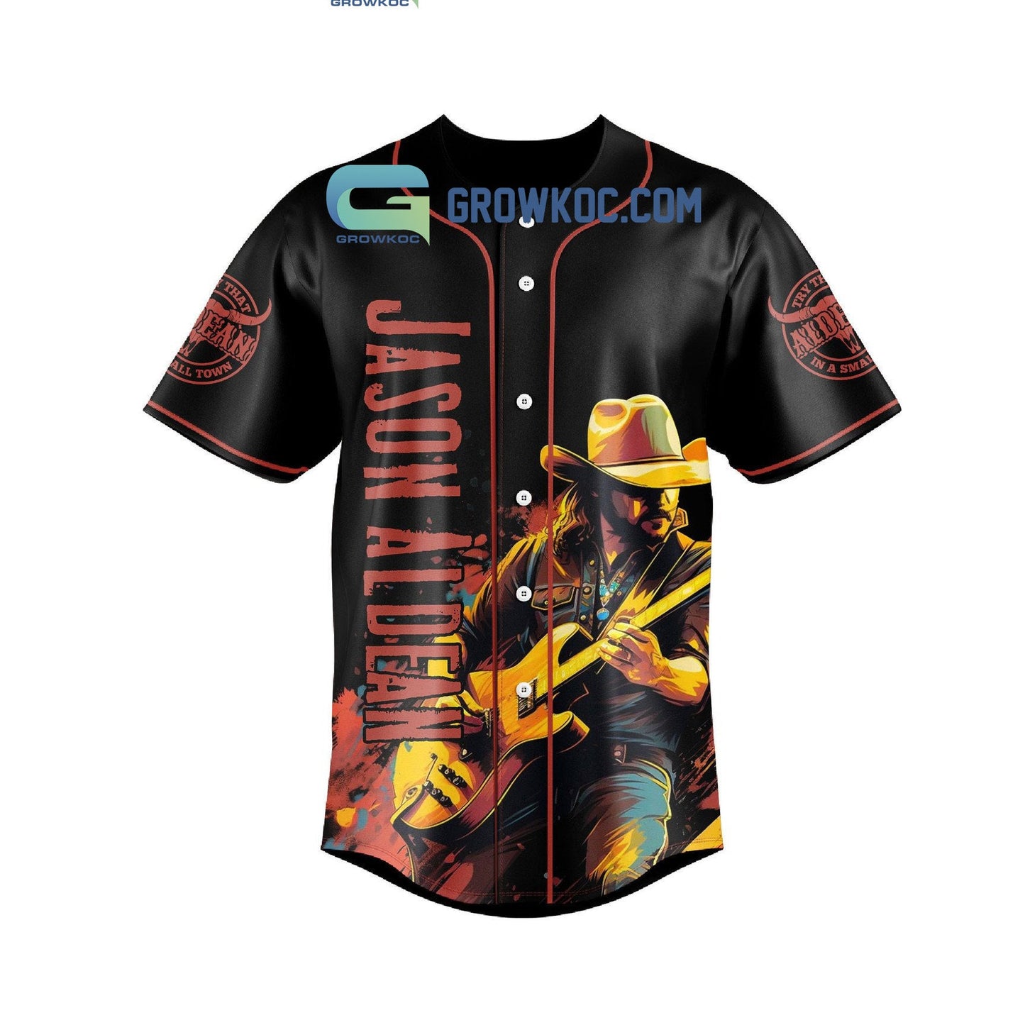 Jason Aldean Try That In A Small Town Black Design Art Baseball Jersey baseball jersey product view 2