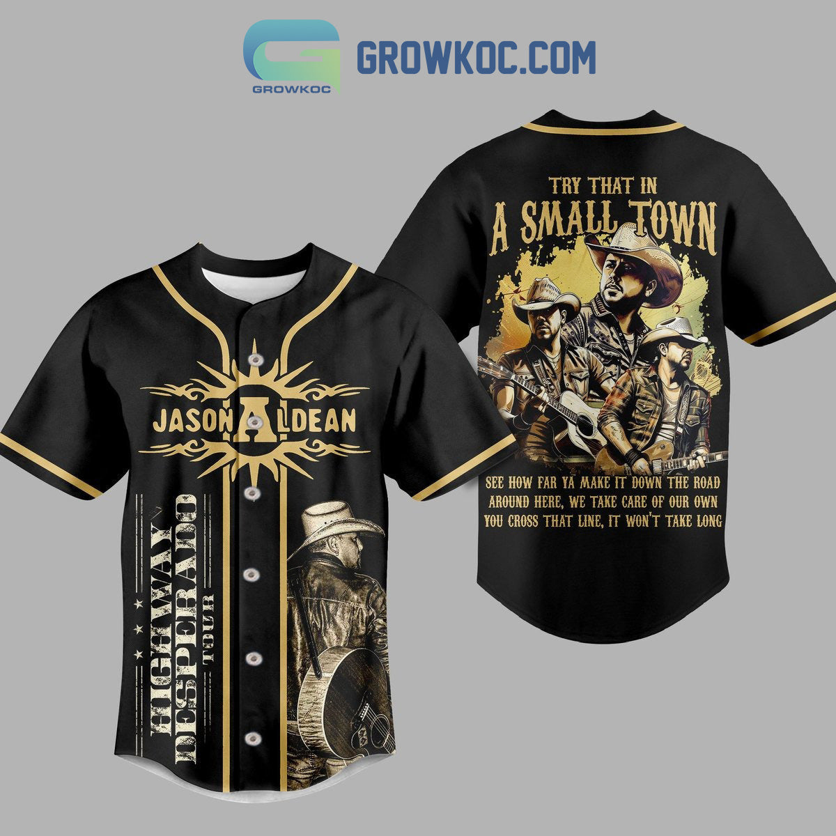 Jason Aldean Try That In A Small Town Highway Desperado Tour Baseball Jersey baseball jersey product view 1