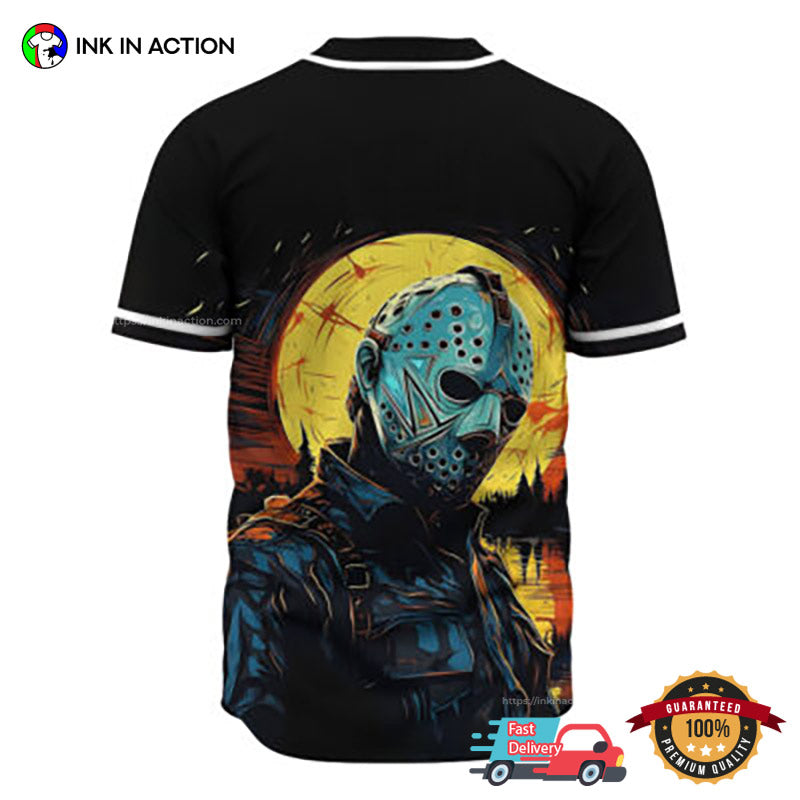 Jason Voorhees Bloody Night Halloween Baseball Jersey baseball jersey product view 2
