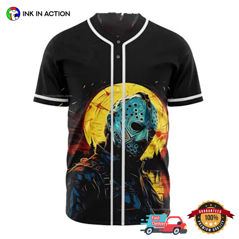 Jason Voorhees Bloody Night Halloween Baseball Jersey baseball jersey product view 1