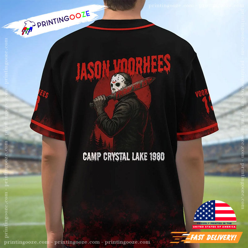 Jason Voorhees Camp Crystal Lake Friday The 13th Baseball Jersey baseball jersey product view 2