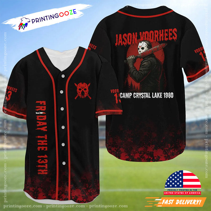 Jason Voorhees Camp Crystal Lake Friday The 13th Baseball Jersey baseball jersey product view 3