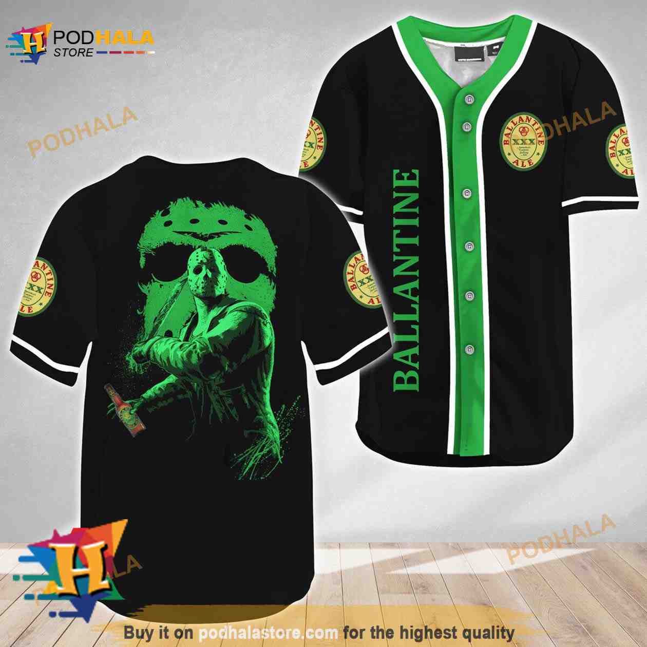 Jason Voorhees Friday The 13th Ballantines 3D Baseball Jersey baseball jersey product view 1