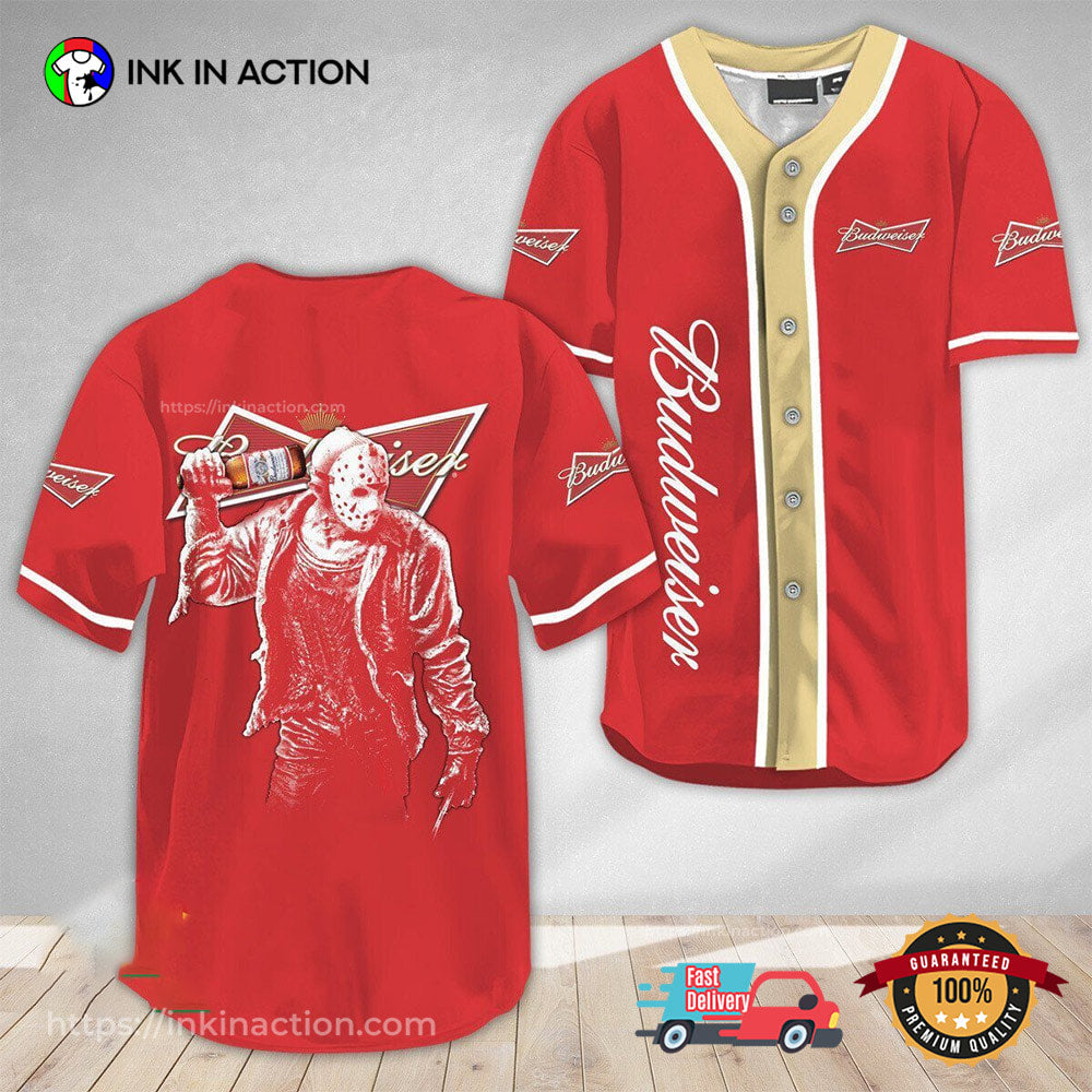 Jason Voorhees Friday The 13th Budweiser Baseball Jersey baseball jersey product view 1