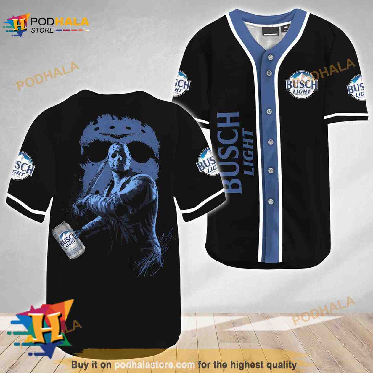 Jason Voorhees Friday The 13th Busch Light 3D Baseball Jersey baseball jersey product view 1