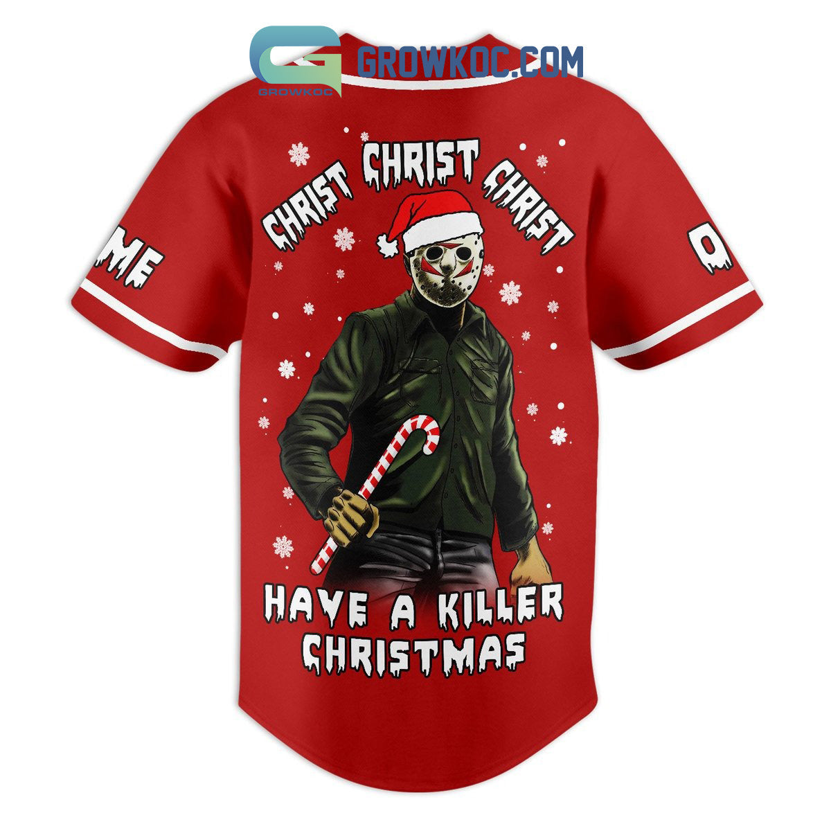 Jason Voorhees Friday The 13th Christ Christ Christ Have A Killer Christmas Custom Baseball Jersey baseball jersey product view 2