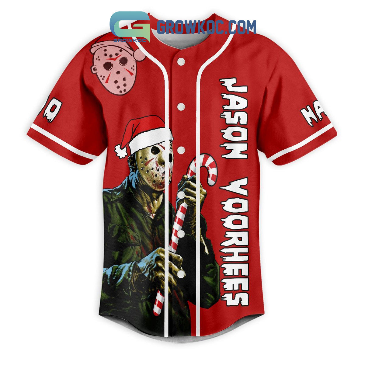 Jason Voorhees Friday The 13th Christ Christ Christ Have A Killer Christmas Custom Baseball Jersey baseball jersey product view 3