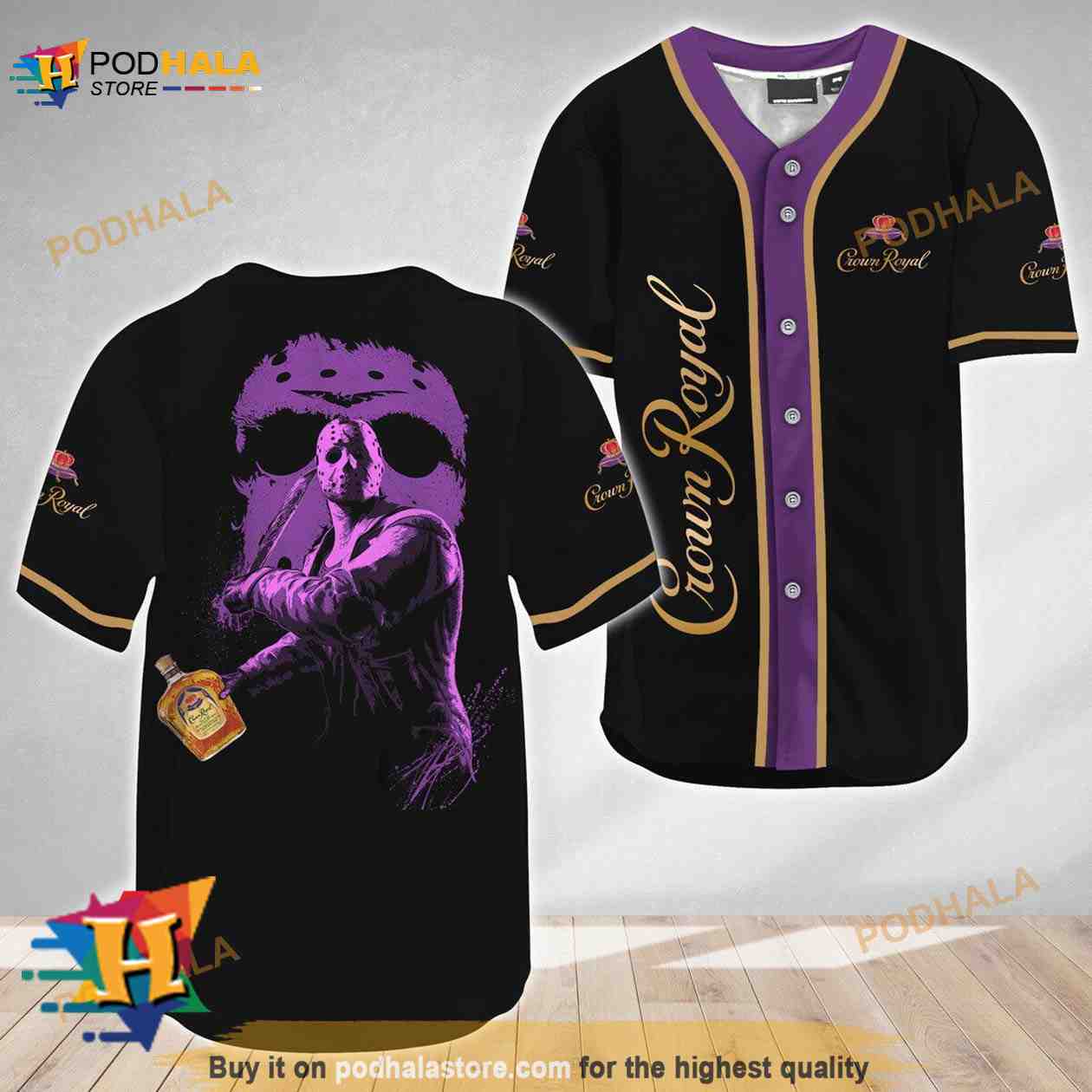 Jason Voorhees Friday The 13th Crown Royal 3D Baseball Jersey baseball jersey product view 1