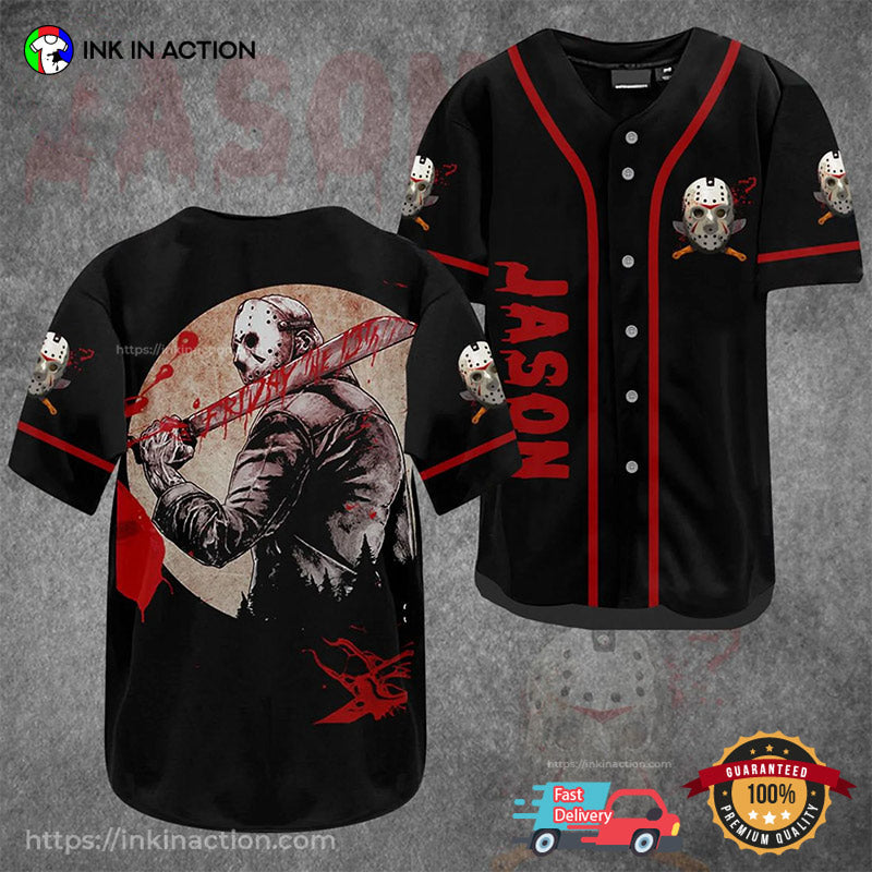Jason Voorhees Friday The 13th Custom Baseball Jersey baseball jersey product view 1