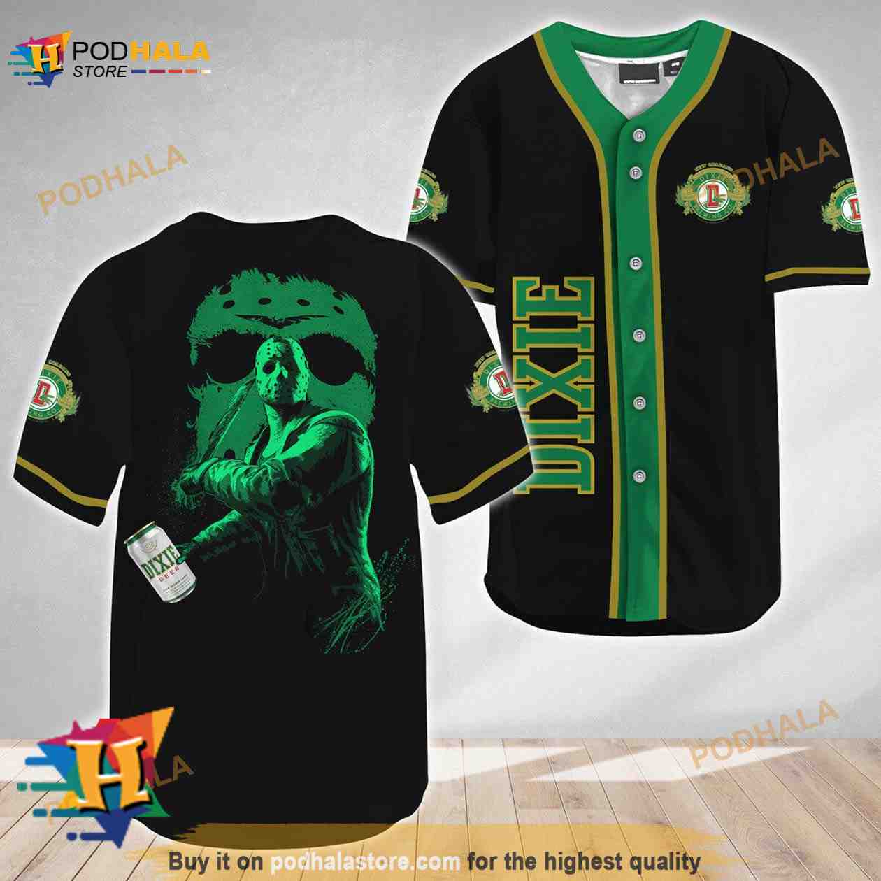 Jason Voorhees Friday The 13th Dixie Beer 3D Baseball Jersey baseball jersey product view 1
