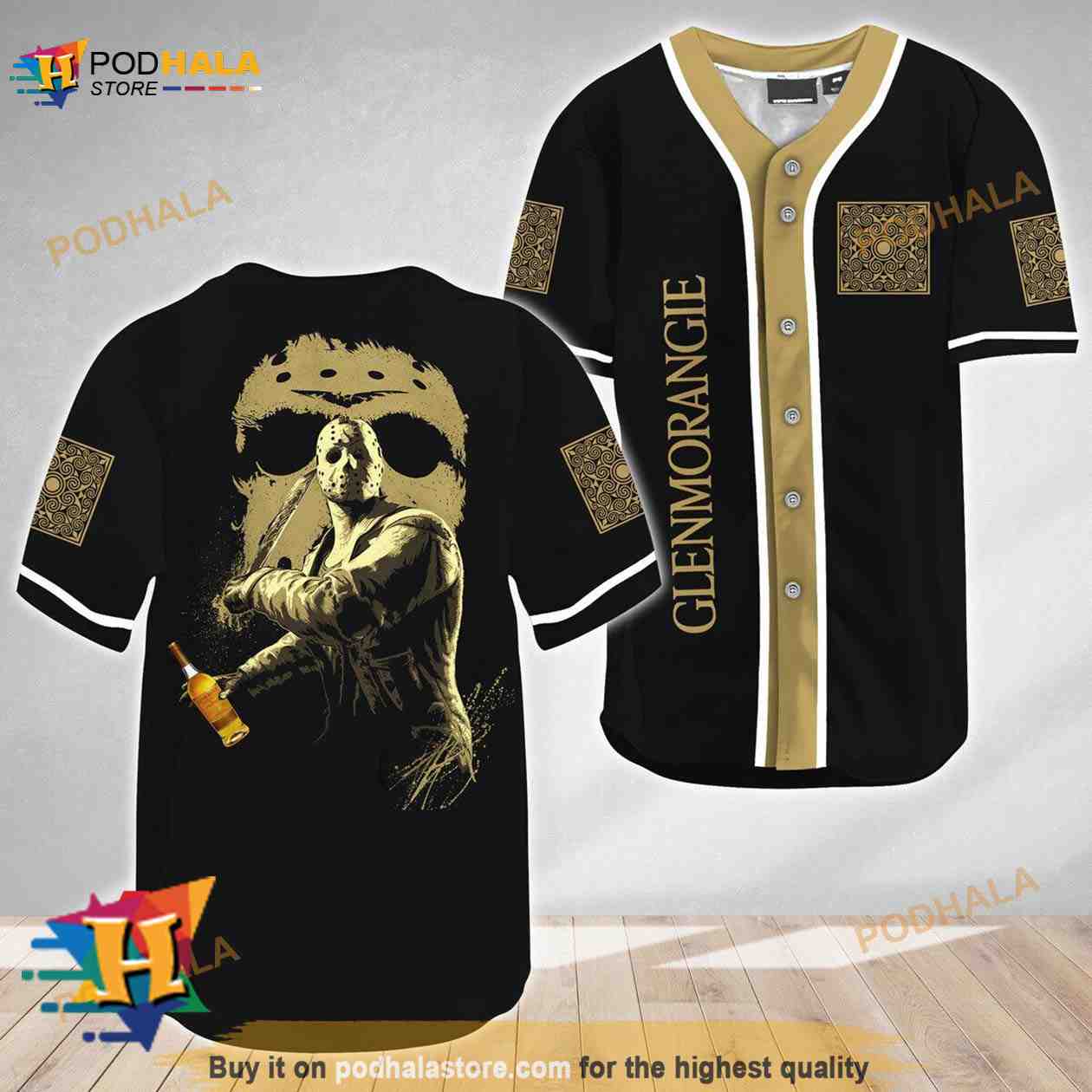Jason Voorhees Friday The 13th Glenmorangie Whisky 3D Baseball Jersey baseball jersey product view 1