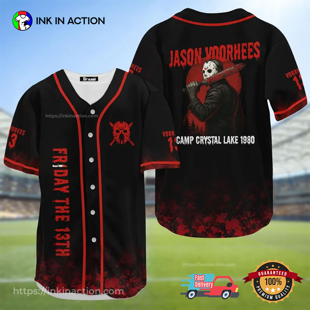 Jason Voorhees Friday The 13th Horror Killer Baseball Jersey baseball jersey product view 3