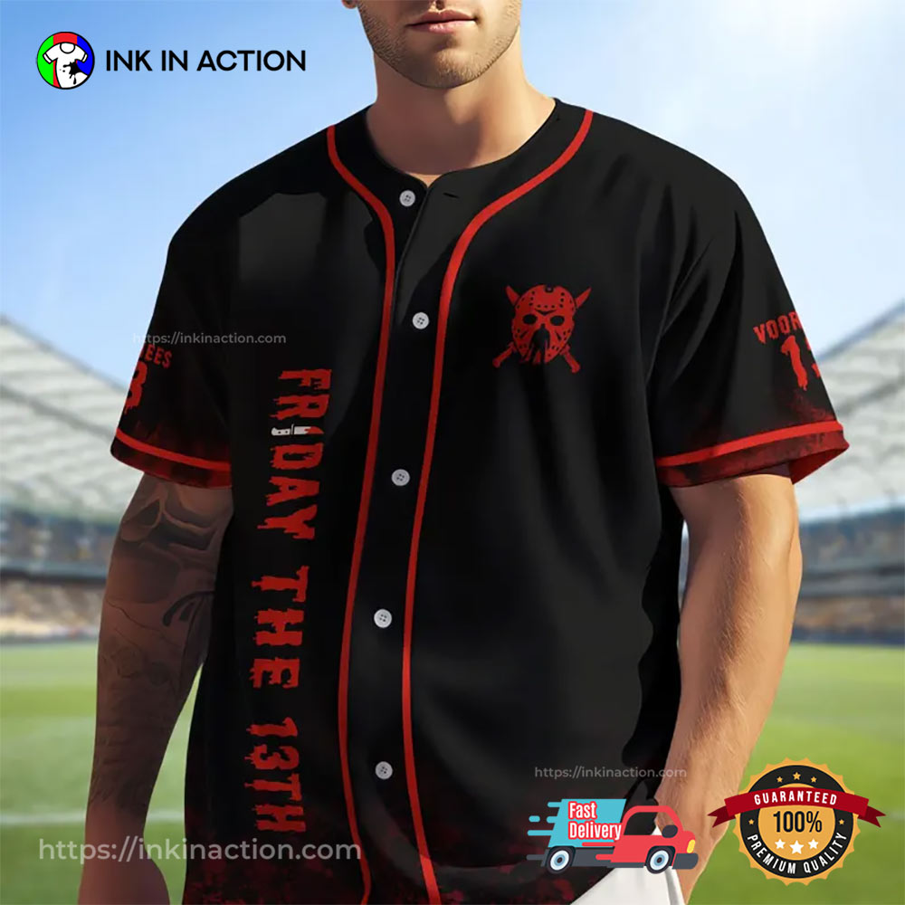 Jason Voorhees Friday The 13th Horror Killer Baseball Jersey baseball jersey product view 1