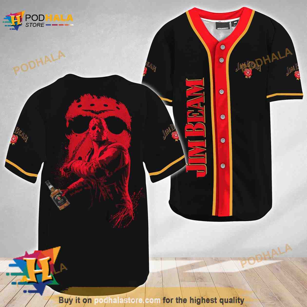 Jason Voorhees Friday The 13th Jim Beam 3D Baseball Jersey baseball jersey product view 1