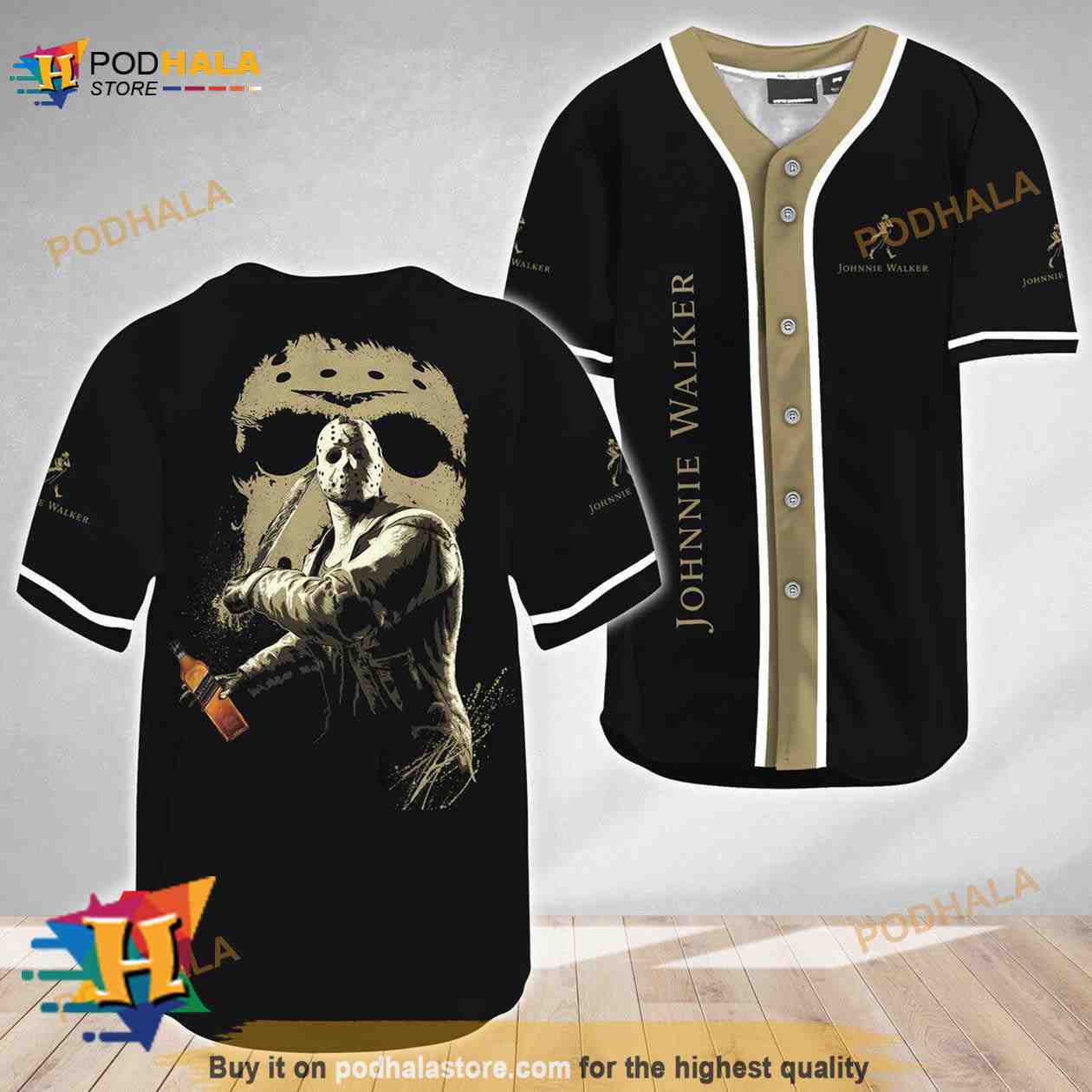 Jason Voorhees Friday The 13th Johnnie Walker 3D Baseball Jersey baseball jersey product view 1