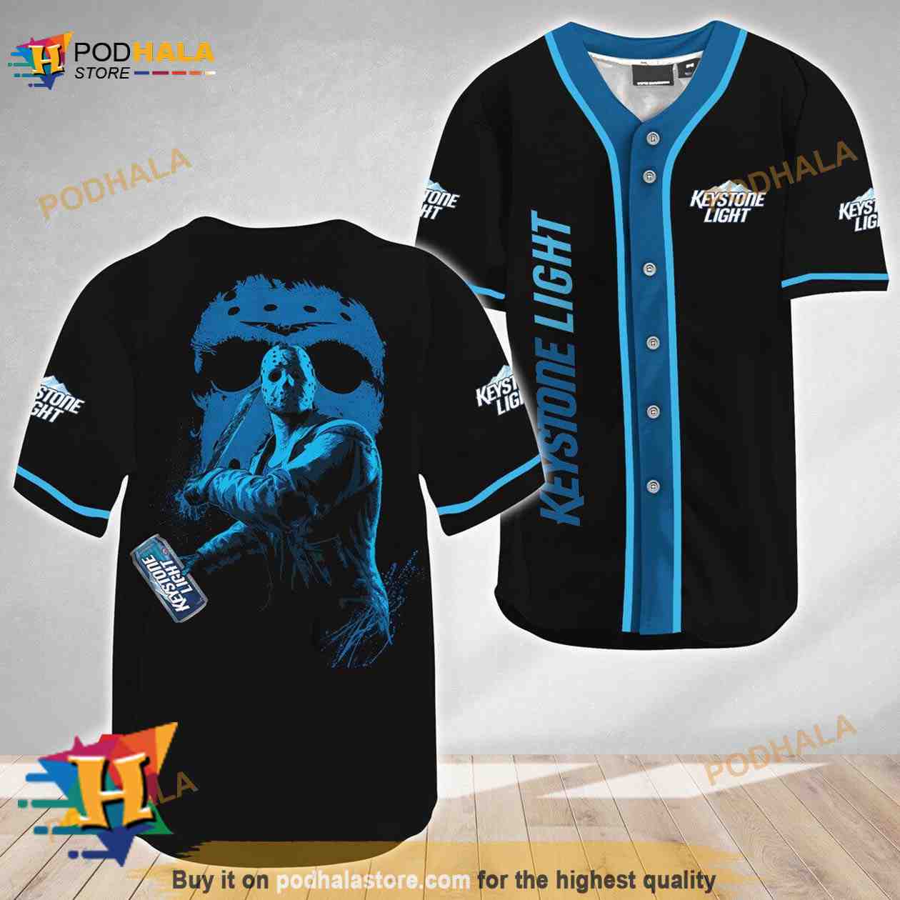 Jason Voorhees Friday The 13th Keystone Light 3D Baseball Jersey baseball jersey product view 1