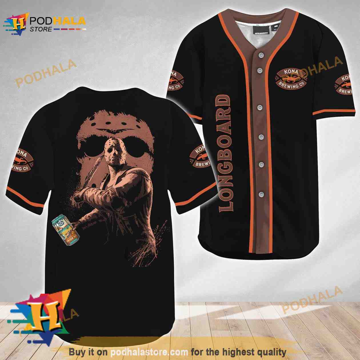 Jason Voorhees Friday The 13th Kona Brewing 3D Baseball Jersey baseball jersey product view 1