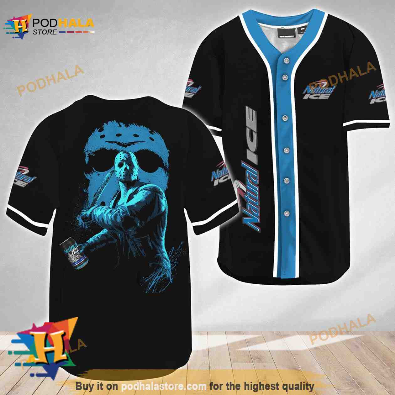 Jason Voorhees Friday The 13th Natural Ice 3D Baseball Jersey baseball jersey product view 1