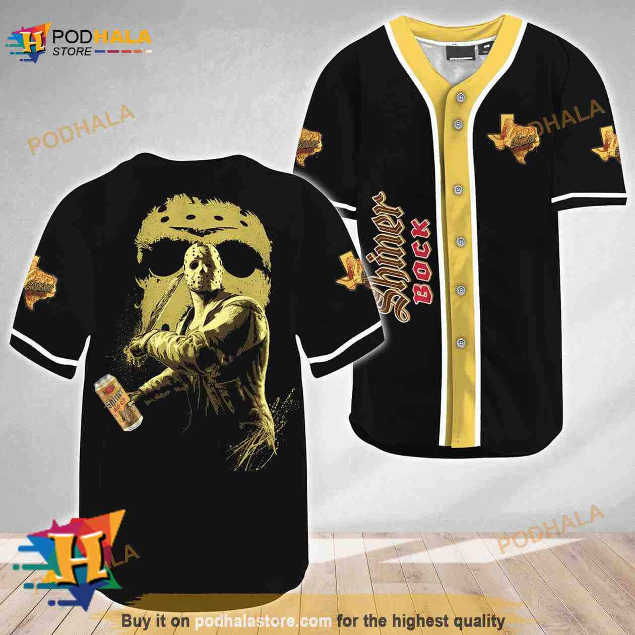 Jason Voorhees Friday The 13th Shiner Bock Beer 3D Baseball Jersey baseball jersey product view 1