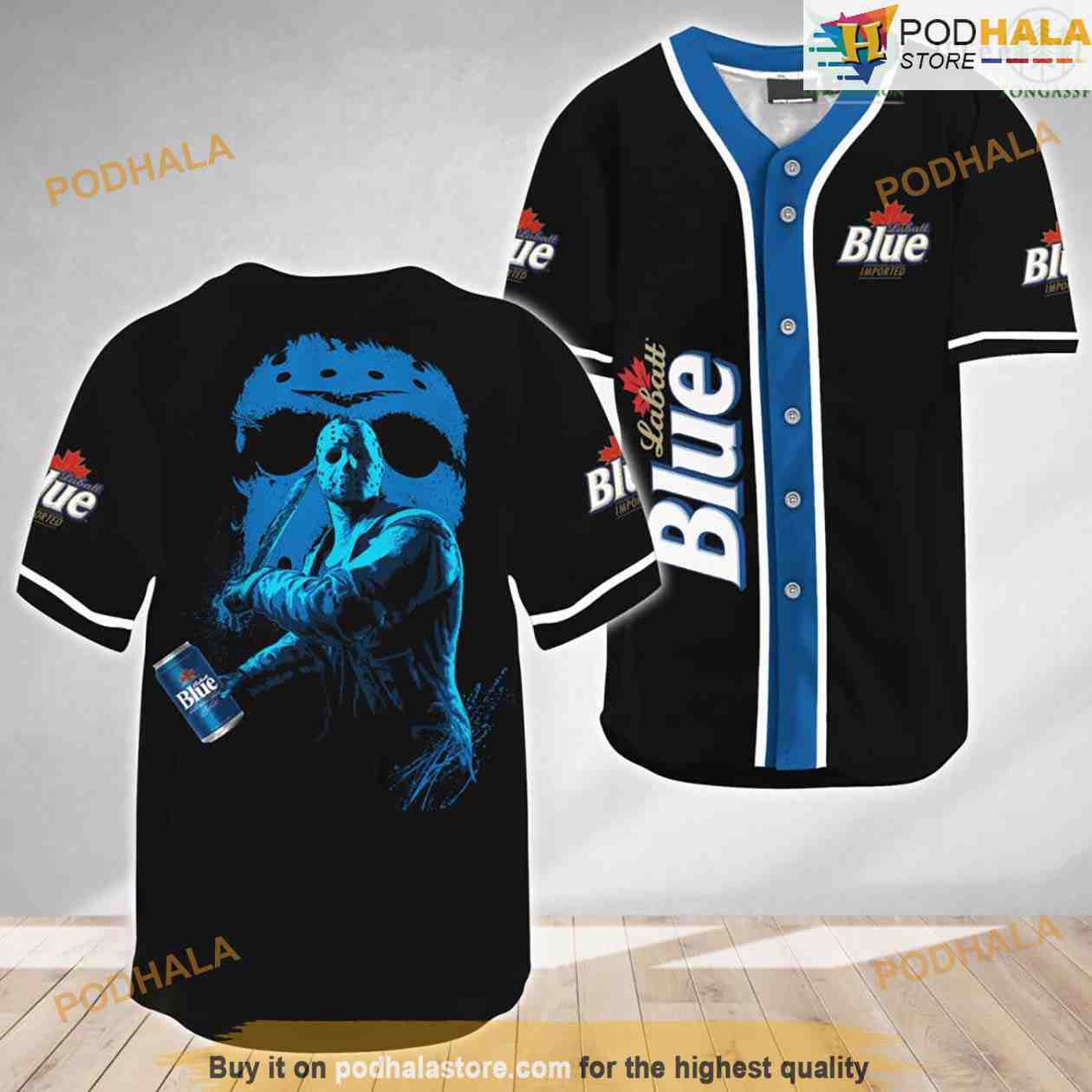 Jason Voorhees Halloween Friday The 13th Labatt Blue 3D Baseball Jersey Shirt baseball jersey product view 1