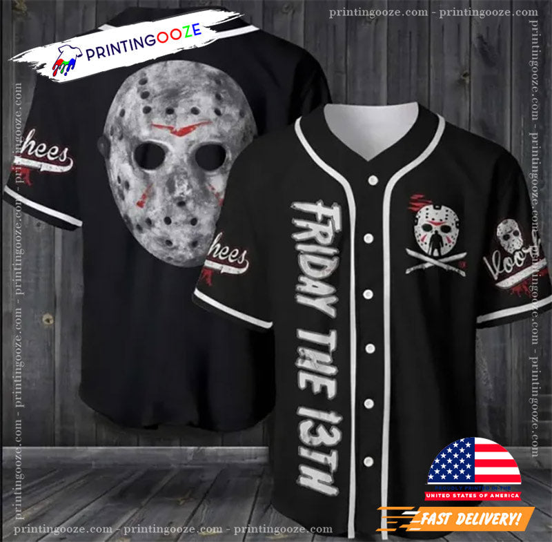 Jason Voorhees Mask Friday The 13th Movie Baseball Jersey baseball jersey product view 1