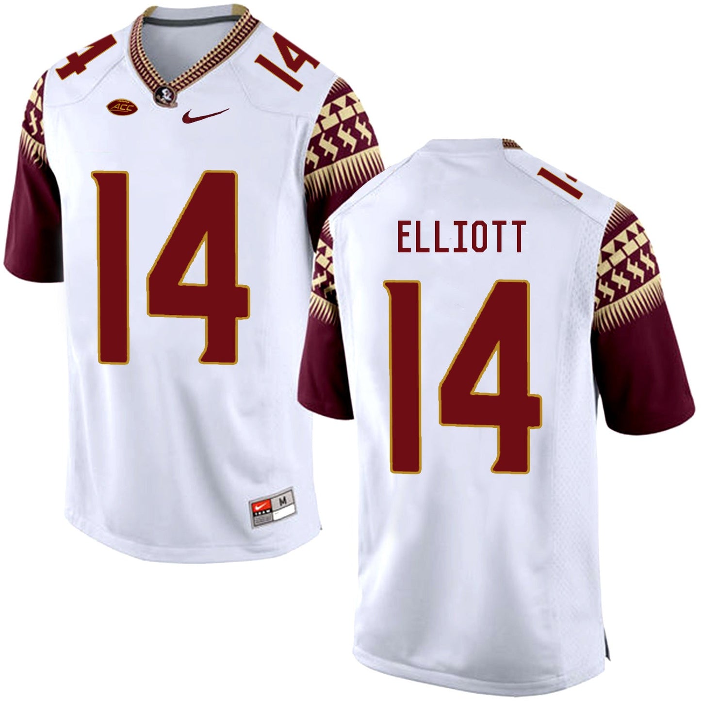 Javien Elliott 14 White College Football Jersey football jersey product view 1