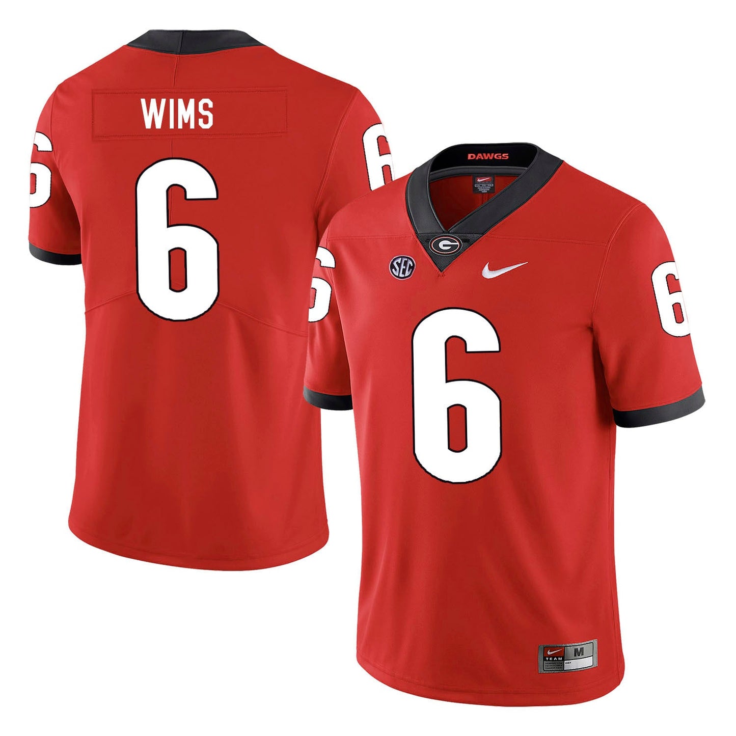 Javon Wims 6 Red College Football Jersey football jersey product view 1