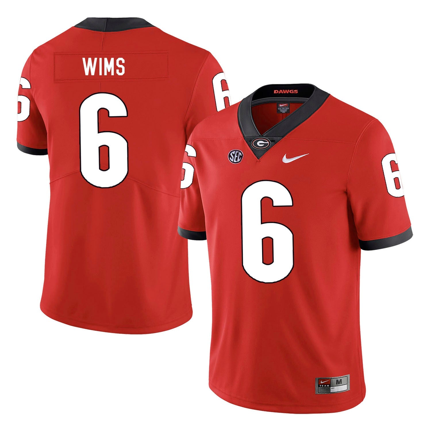 Javon Wims 6 Red College Football Jersey football jersey product view 1