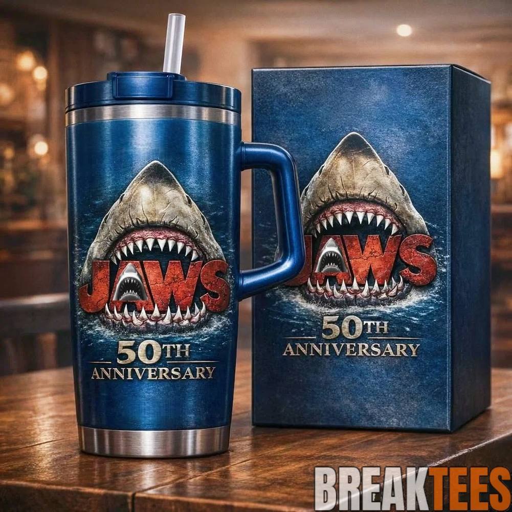 Jaws 50th Anniversary YETI Tumbler Unisex T-shirt, Sweatshirt, Hoodie, Long Sleeve Tee - T-Shirt, Sweatshirt, Hoodie